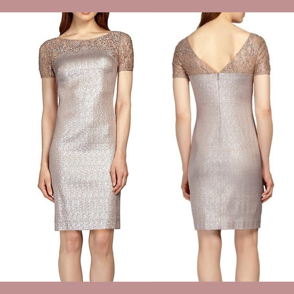 NWT Kay‎ Unger [SZ 8 ] Met Jacquard Cocktail Lace Embellished Dress